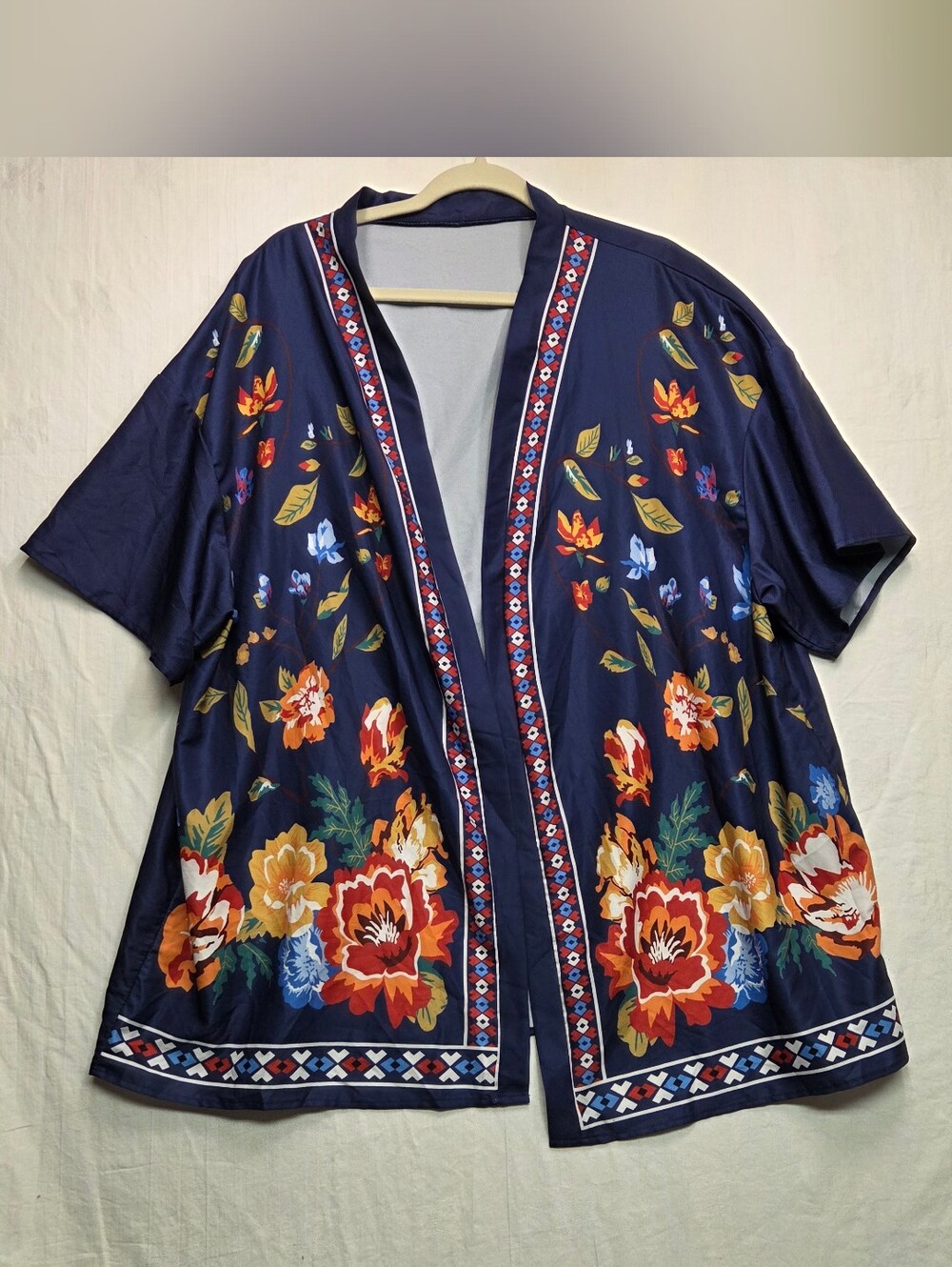 SHEIN Curve Blue and Pink Floral Layering Kimono. Size 4X.